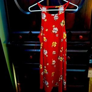 Red floral dress